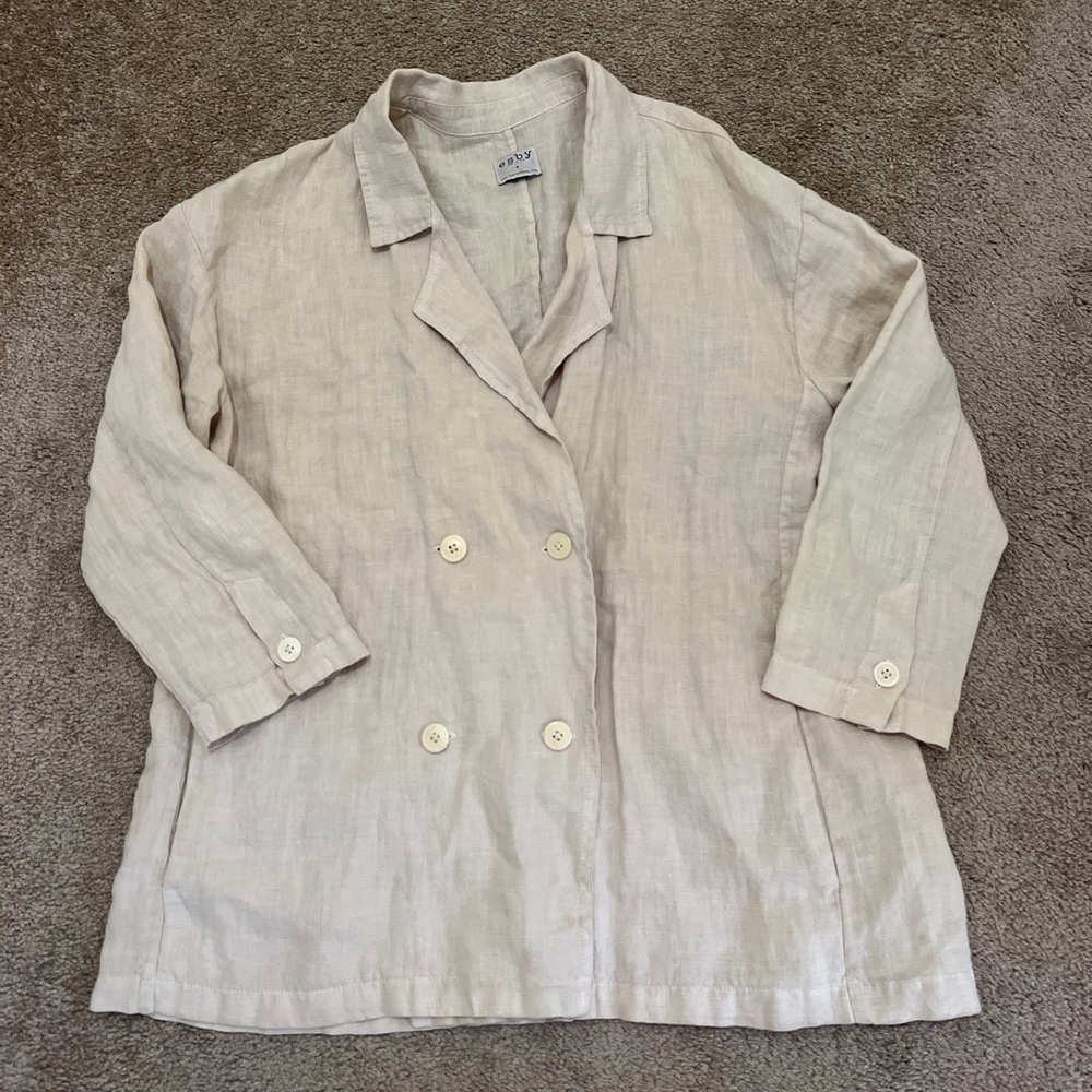 Esby 100% Linen Paloma Blazer Jacket Size Medium Beige Light Brown Tan